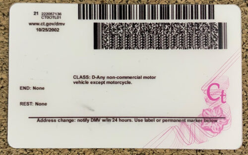 Connecticut scannable card